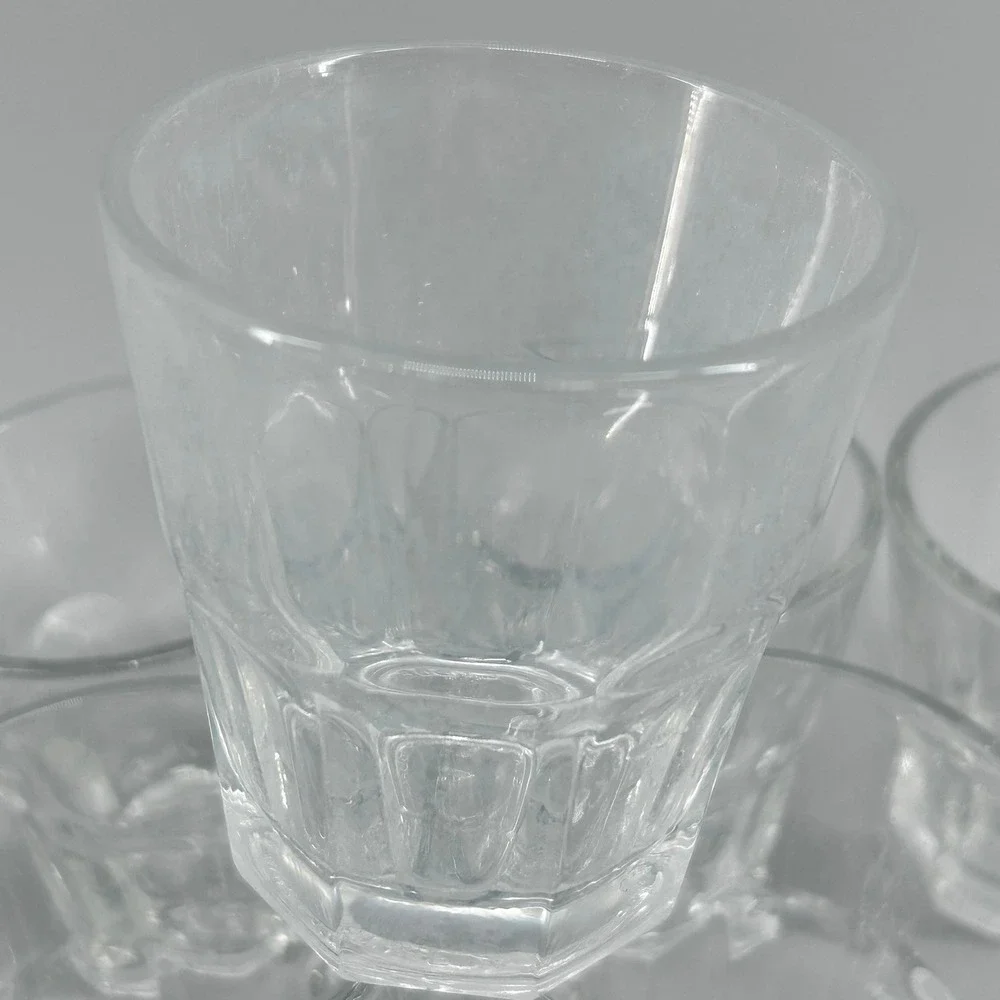 Libbey Duratuff Gibraltar Clear Paneled Juice Glasses Set of 8 Hexagon Base 4oz